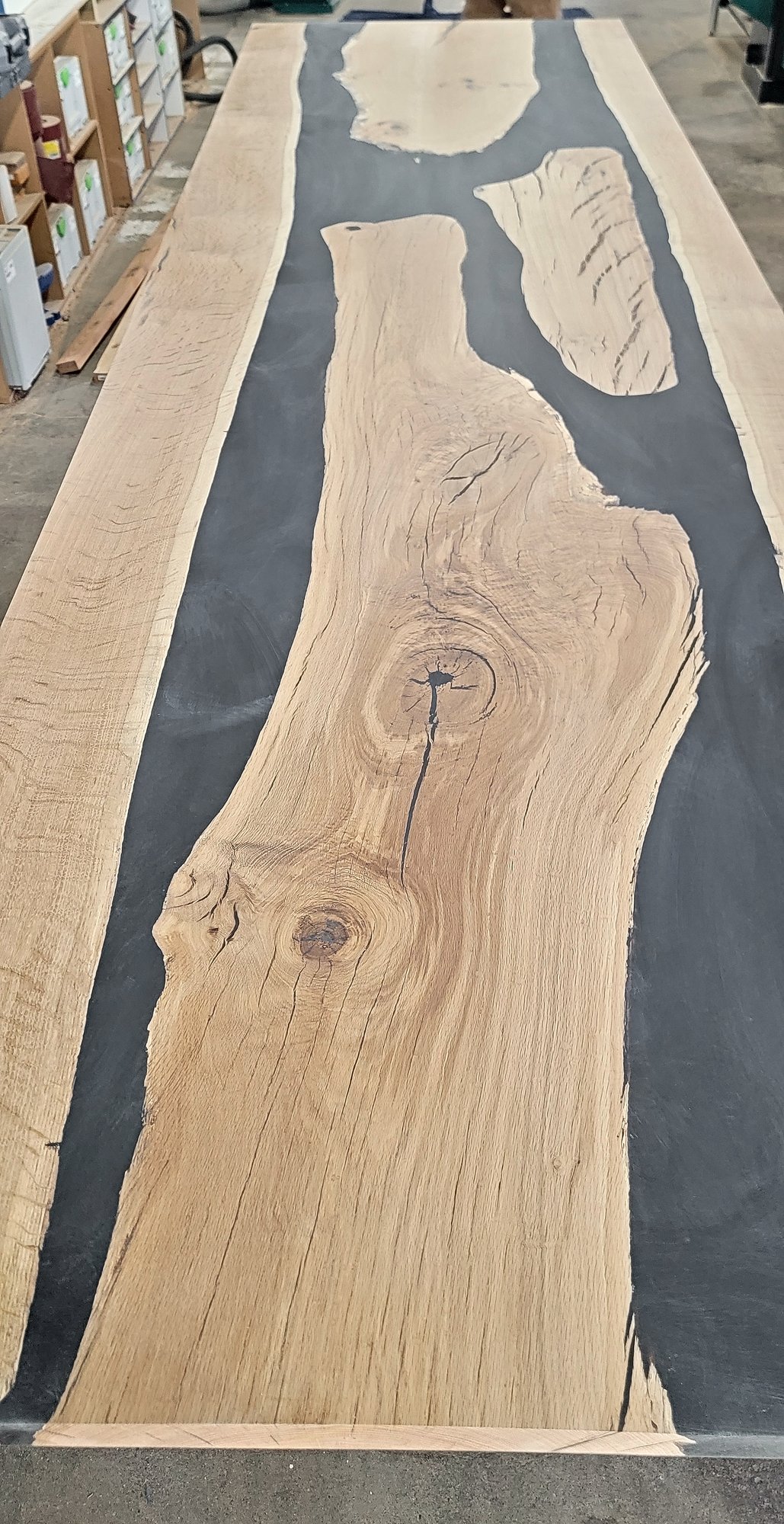 14 ft white oak, charcoal epoxy