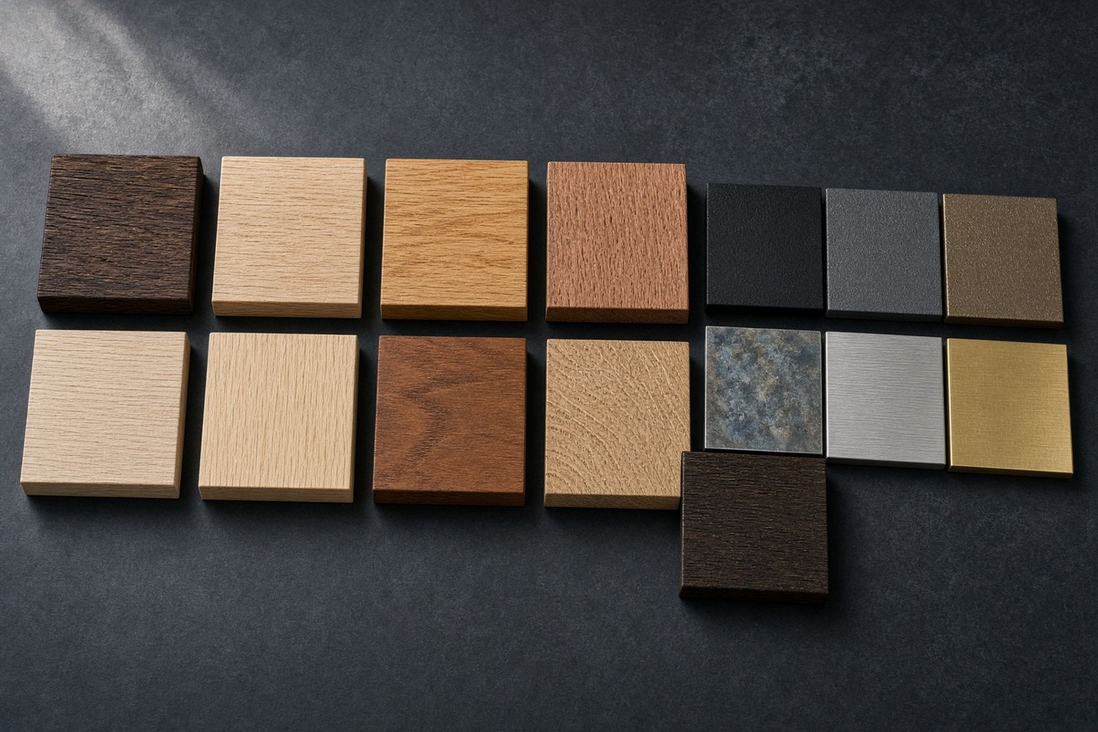 Wood and metal samples